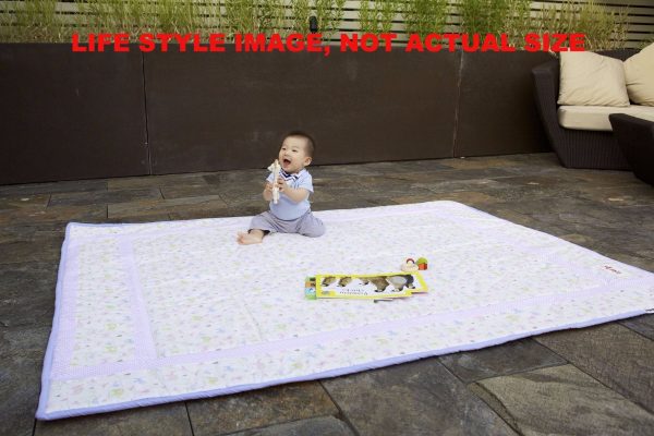 Organic Cotton Play Mat/Quilted Blanket - Solid Gray/Love Hazelnut Reversible - Image 7