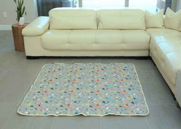 Organic Cotton Play Mat/Quilted Blanket - Safari Dream/Pink Pebbles Reversible - Image 3