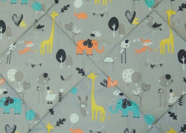 Organic Cotton Play Mat/Quilted Blanket - Safari Dream/Pink Pebbles Reversible - Image 4