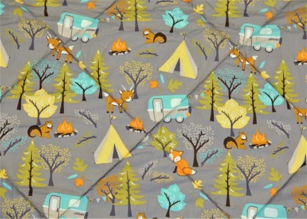 Organic Cotton Play Mat/Quilted Blanket - Forest Friends/Mint Pebbles Reversible - Image 5