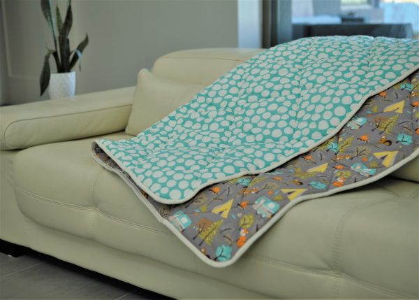 Organic Cotton Play Mat/Quilted Blanket - Forest Friends/Mint Pebbles Reversible - Image 7